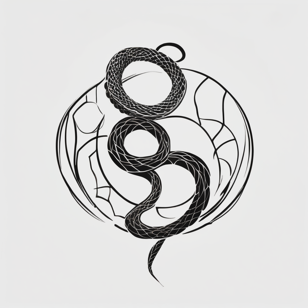 Create a simple minimalist snake tattoo that’s feminine and fine line half sleeve tattoos for men, diseño de tatuaje Minimalista generado con IA